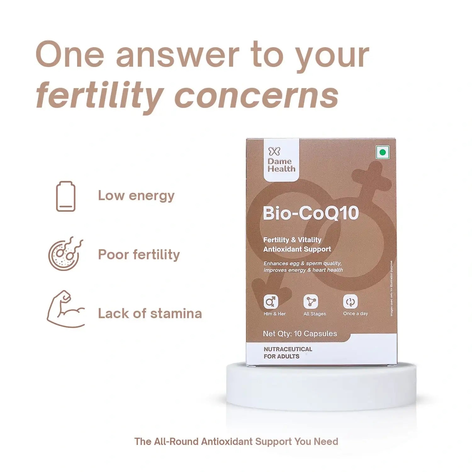 Bio-CoQ10 supplement for fertility, energy, stamina
