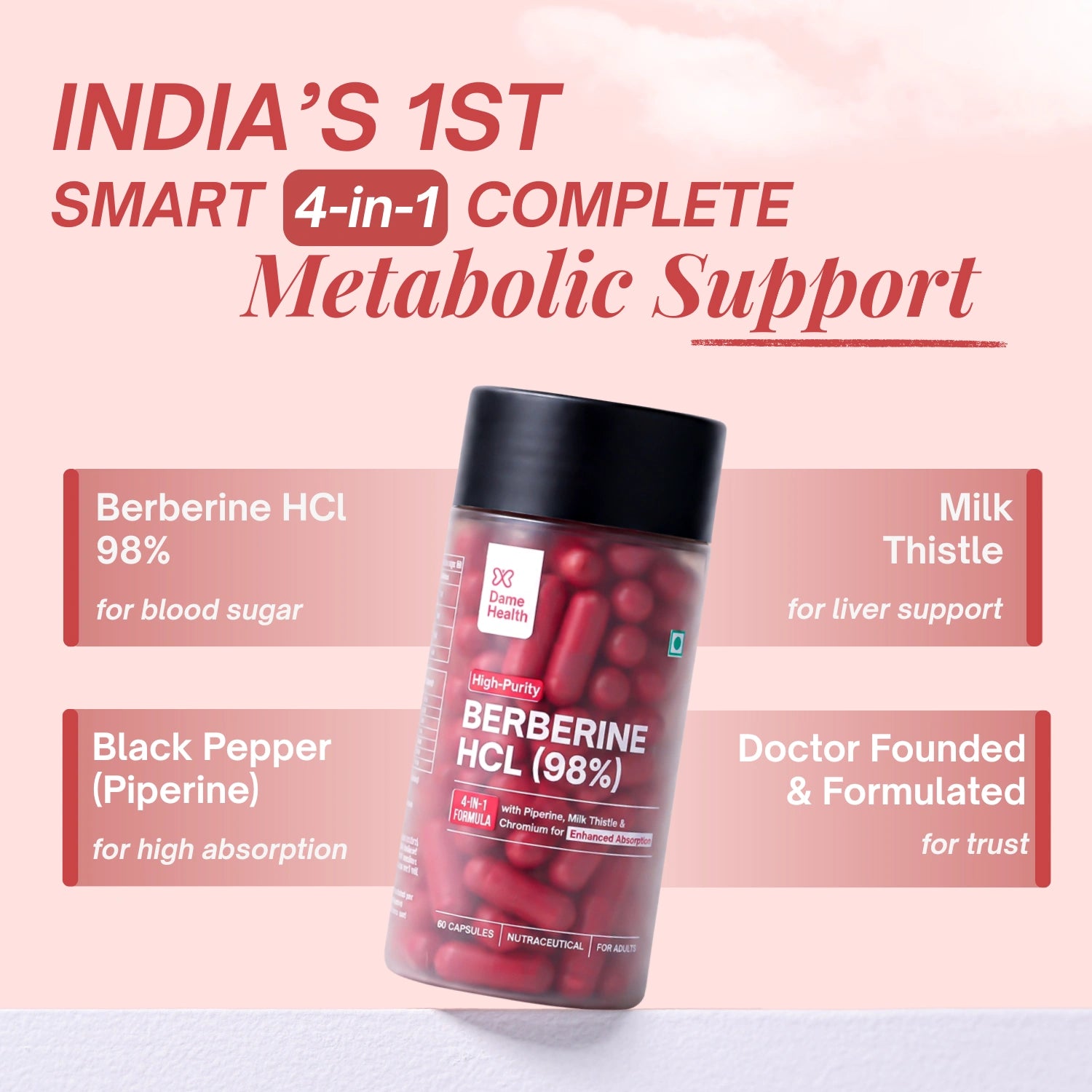 Berberine HCL 98% + Milk Thistle |  Complete Metabolic Support | Gynac-Formulated