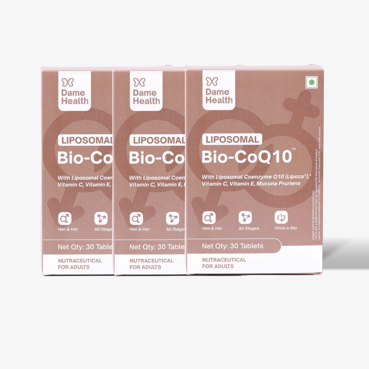 Three packs of Dame Health Liposomal Bio-CoQ10