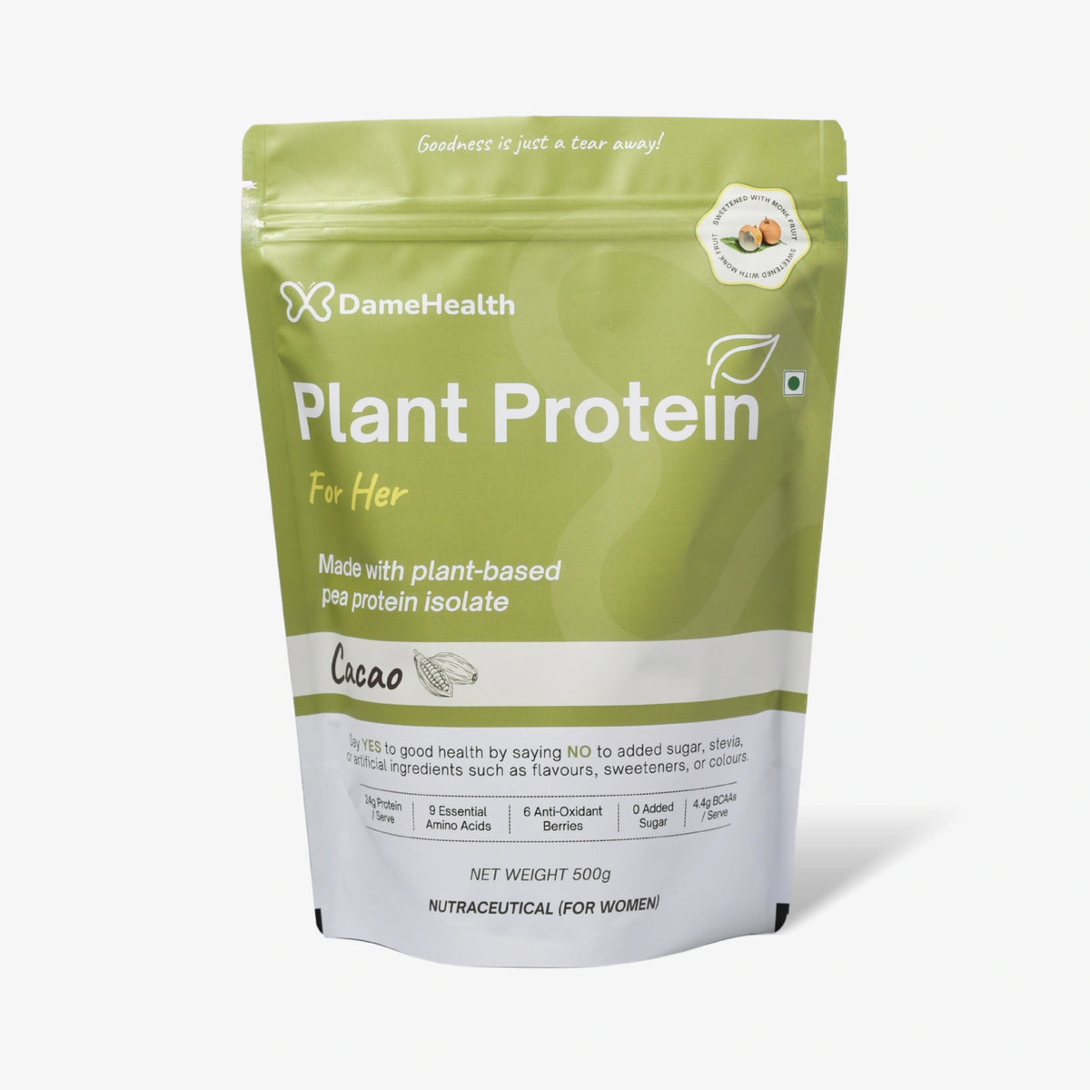 Dame Health Plant Protein for Her, cacao flavour pouch